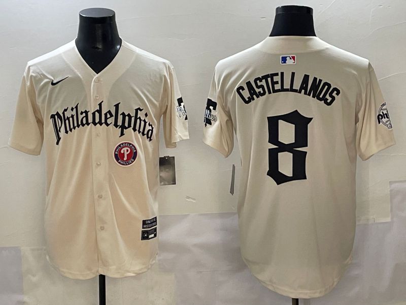 Men 2025 Philadelphia Phillies #8 Castellanos Cream Five generations Joint Name Nike MLB Jersey style 7->philadelphia phillies->MLB Jersey